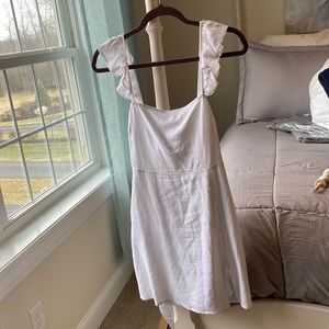 Ruffle sleeve white mini dress